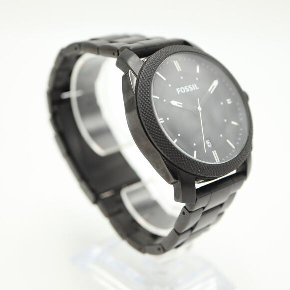 Fossil Machine Men's 42mm Date Watch FS5393 Black Stainless Steel w New Battery - Picture 8 of 11
